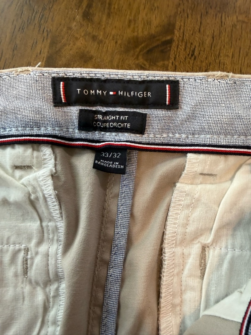 Tommy Hilfiger Beige Straight Fit Pants with Signature Trim